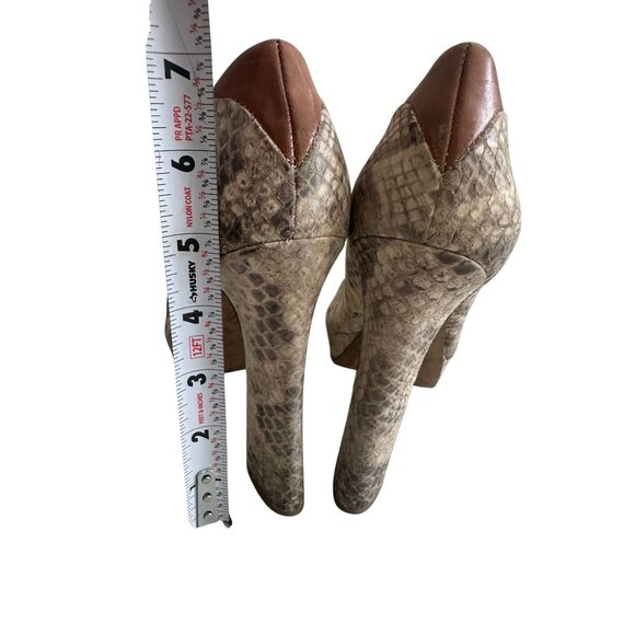SAM EDELMAN Snake Print Leather Peeptoe Heels SIze 7.5 - Picture 5 of 9